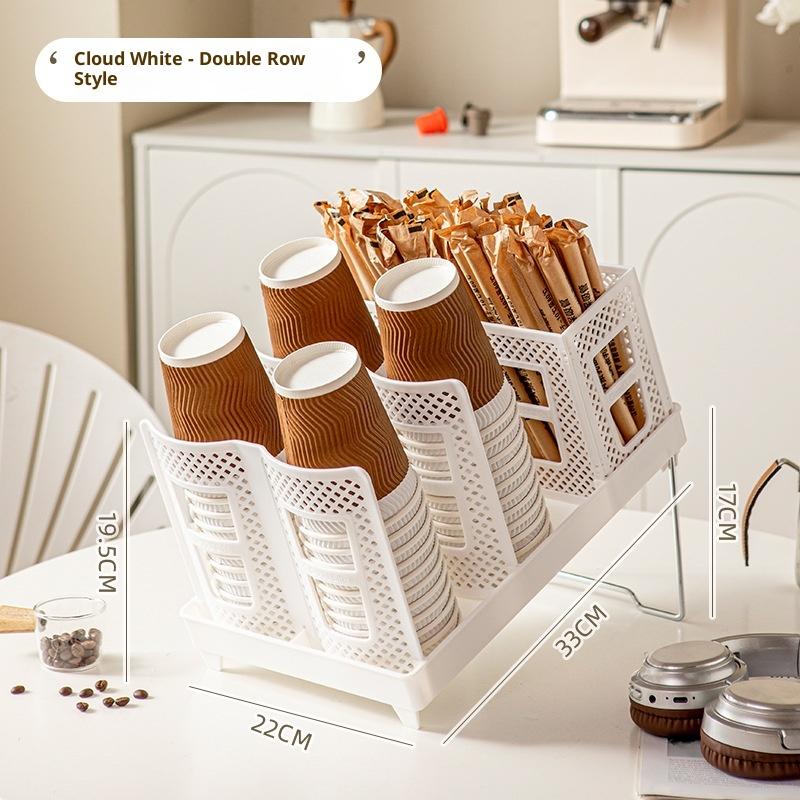 Detachable Multifunctional Disposable Paper Cup Holder Single Double Size Coffee Cup Storage Rack Plastic Ground Mounted Home