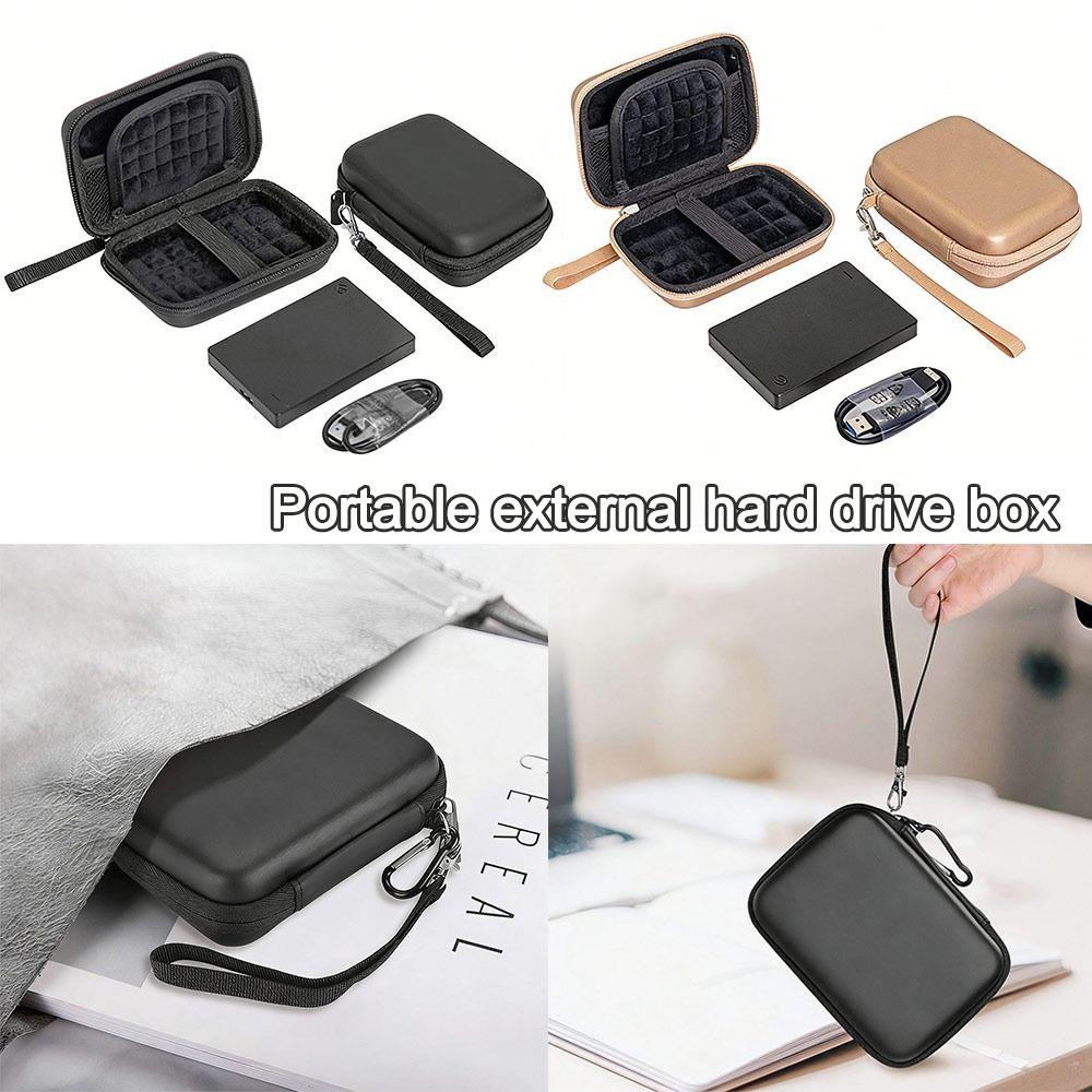 2.5inch SSD Case Water Resistant Shockproof Protective Bag Foam Lining Hard Shell External Hard Disk Case for Canvio Basics/WD