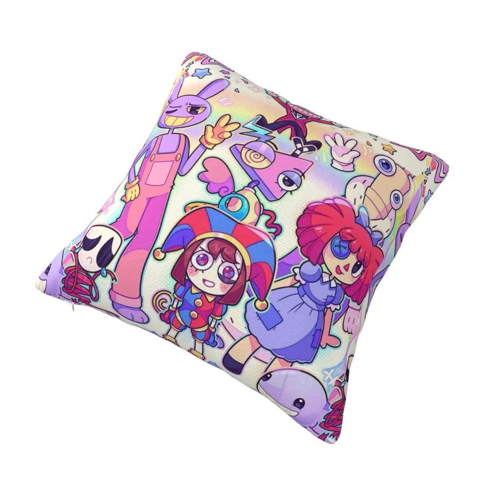 The Amazing Digital Circus Pillowcase Polyester Cushion Cover Decorative Pomni Jax Pillow Case Cover Seater Square