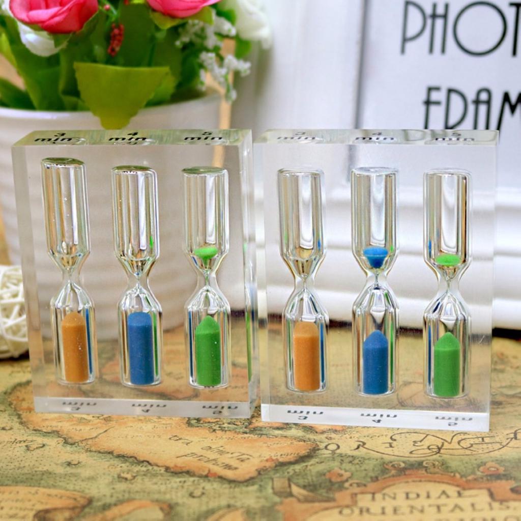 Timer Hourglass 3,4,5min Sand Clock Sandglass Acrylic for Tea Cafe Child Gift