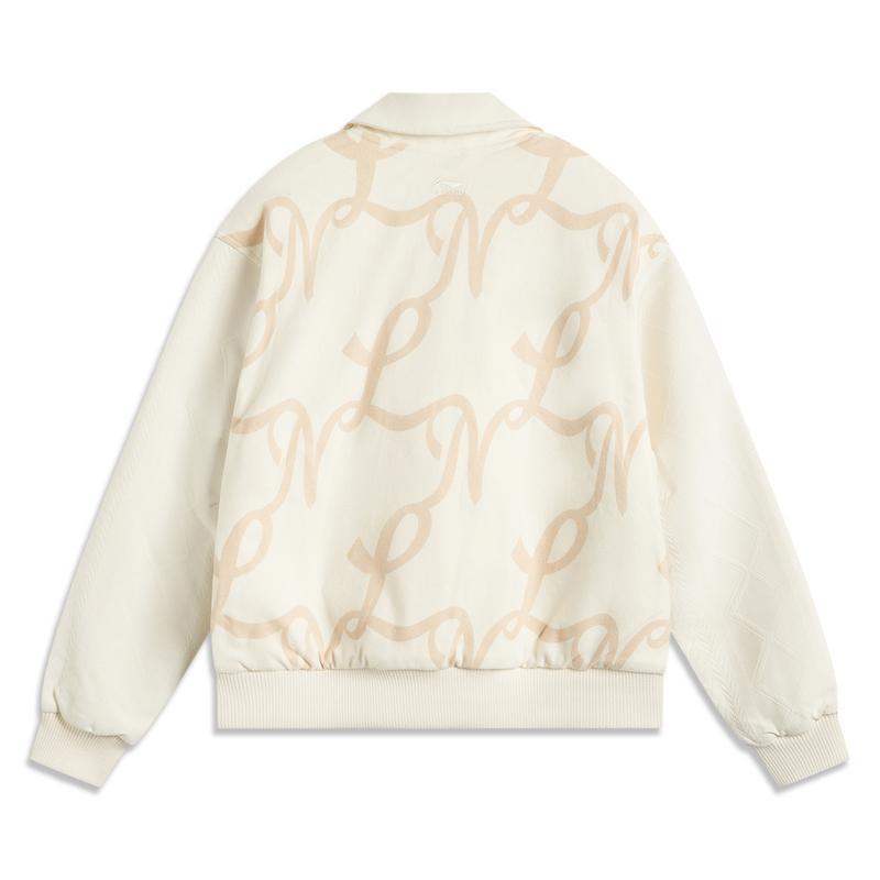Li-Ning Comfortable Casual Simple Polo Cotton Jacket Women Jackets White AJMV088-2