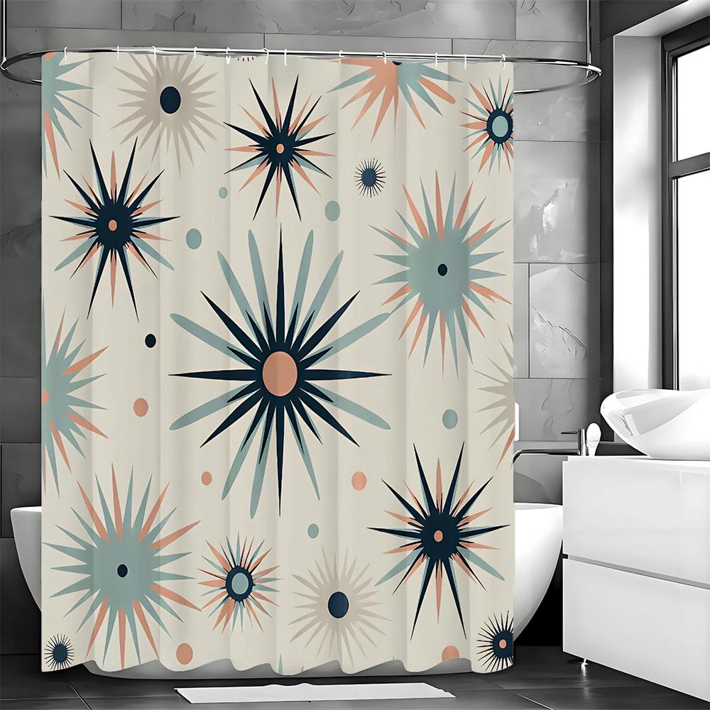 Bohemian Sun Shower Curtain, Bathroom Decorative Shower Curtain, Waterproof Shower Curtain with Hooks