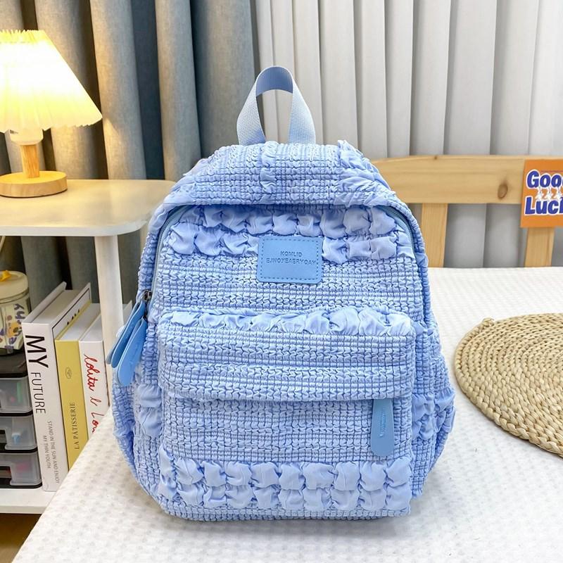 

Plush Bubble Grid Small Backpack Casual Versatile Niche Design Sense Medium College Student Schoolbag Commuting Backpack