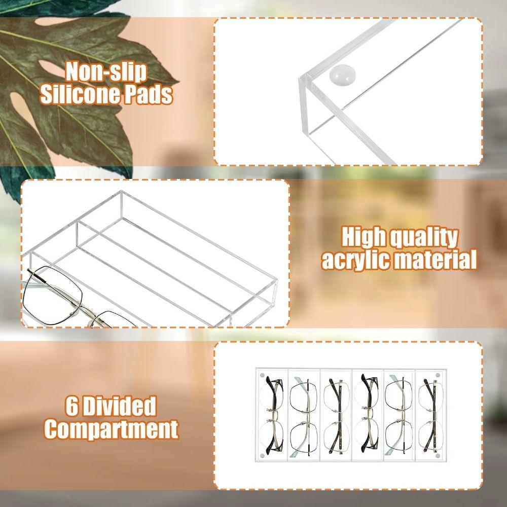 Smooth Edge Design Clear Sunglass Holder Reusable Glasses Storage Case Desktop
