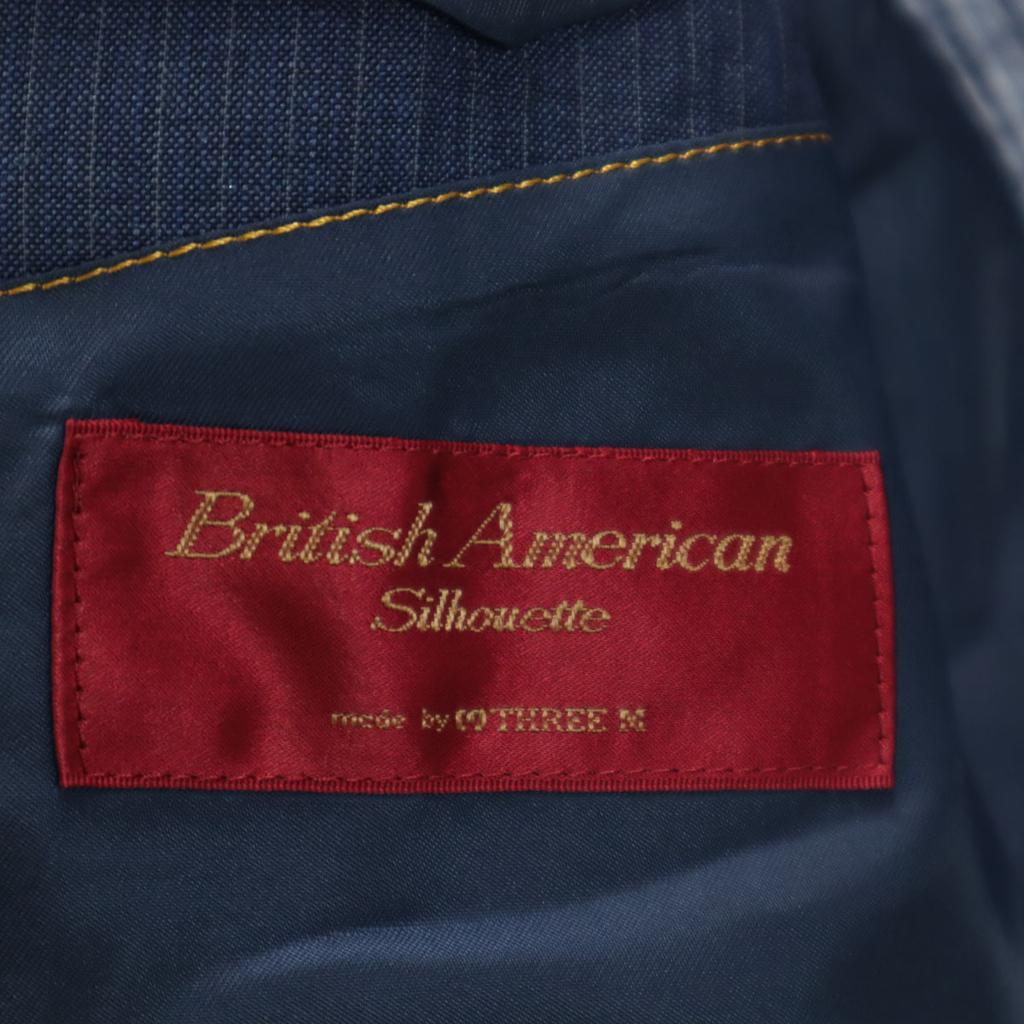 British American Striped Pattern suit Setup 96A6 Navy Men's Used