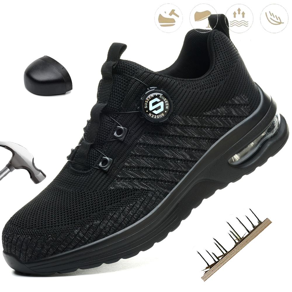 Men's Steel Toe Safety Shoes Lightweight Puncture-Protective Work Boots Indestructible Comfortable Work Footwear for Men