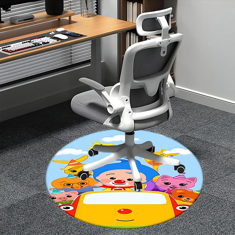 Pinkfong Wonderstar Chair mat Round Rug-Office carpet, Machine Washable, Non-slip, Suitable for Living Rooms, Bedrooms 80cm
