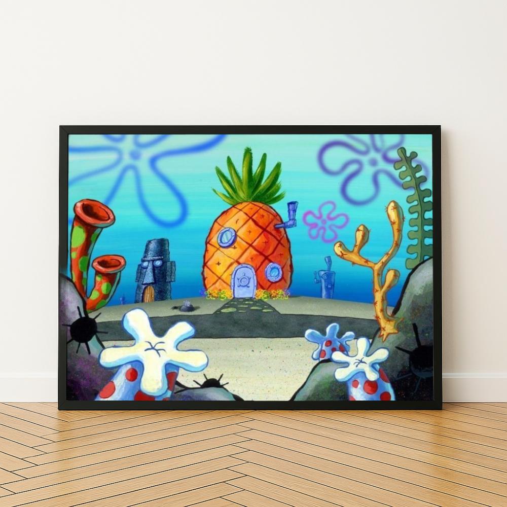 Peinture Par Numéros Tableaux À Peindre Bob L'éponge Maison Ananas 50X40 Cm