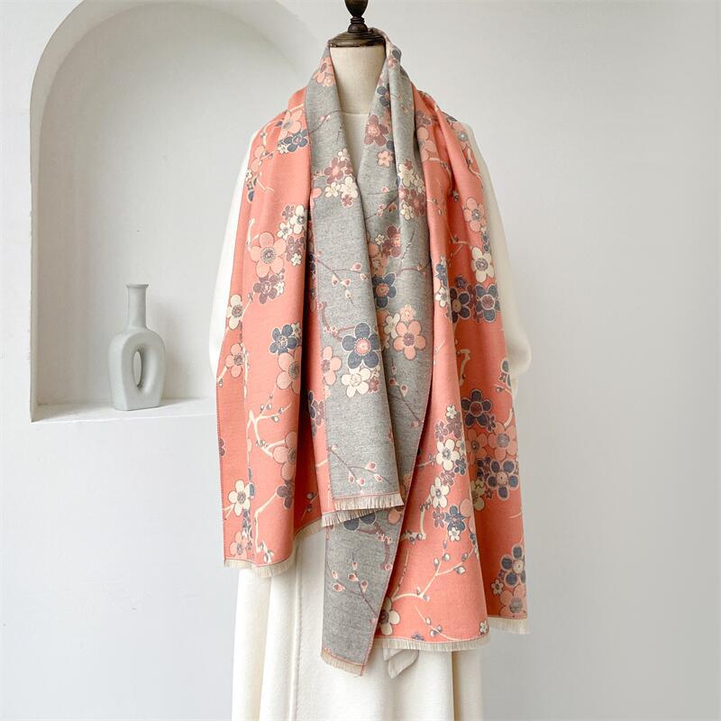 2024 jeseň/zima nová farba blokovaná imitácia kašmíru dámsky strapcový šál Zahustený teplý obojstranný žakárový vlnený šál