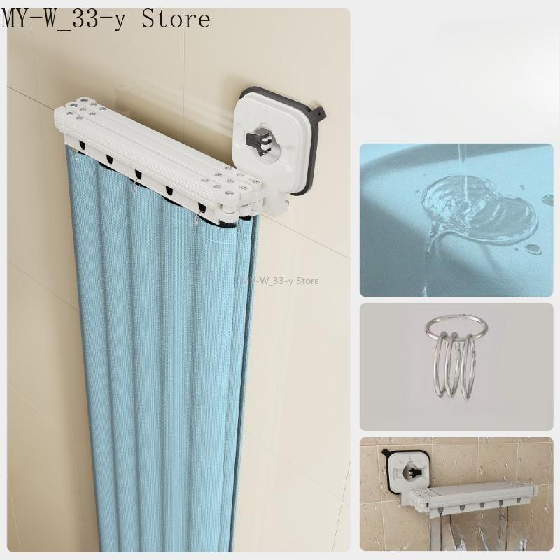 

Складна водонепроникна шторка для душу з присосками Без свердління для перегородки у ванній кімнаті Розділення сухої та вологої зони Шторка з ЕВА 180x180cm