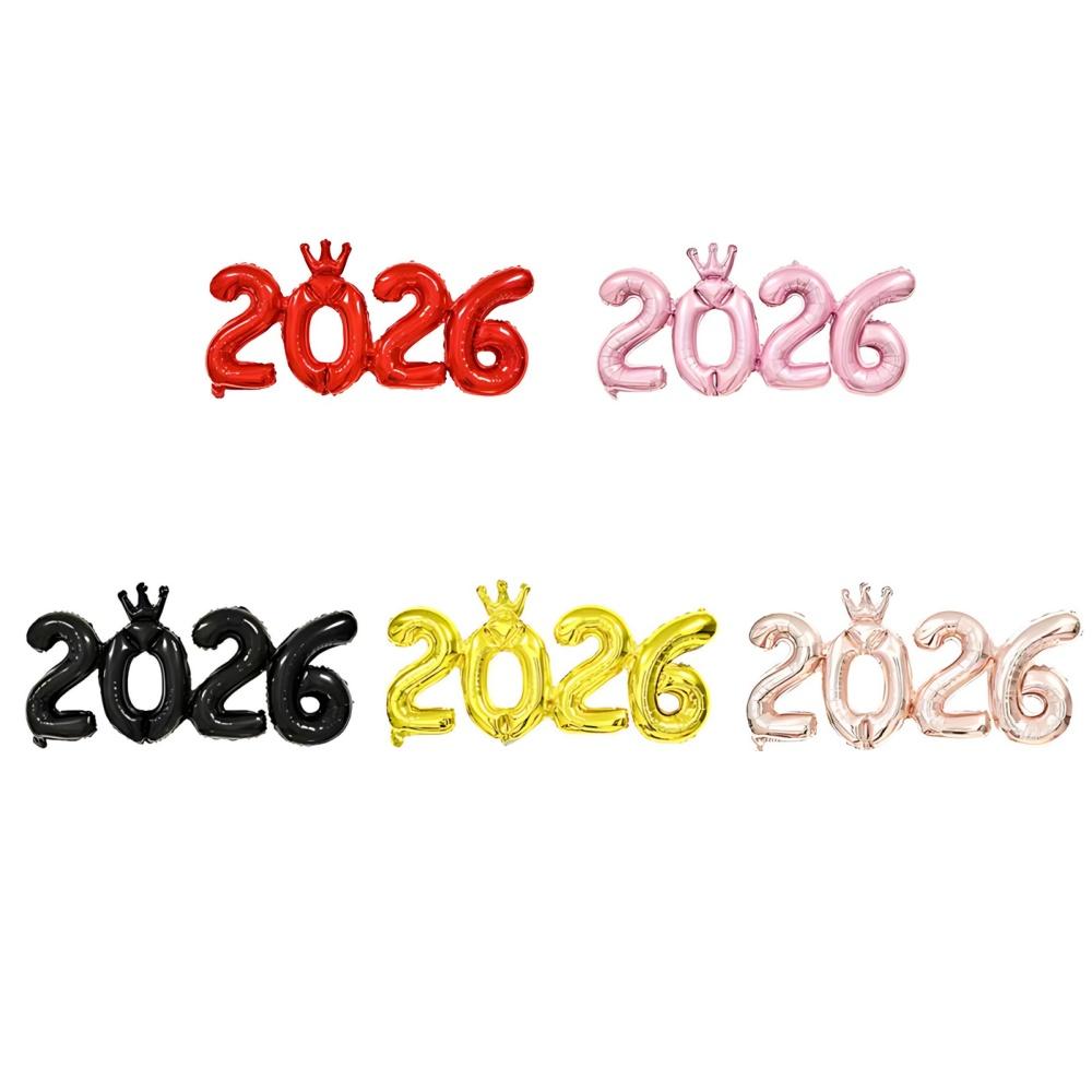 2026 Shiny Crown Foil Balloon for New Years Eve Celebration Party Aluminum Film Decorations Festive Digital Themed Ornament