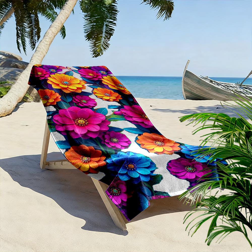Colorful Floral Pattern Design Beach Towel Quick-drying for Travel Outdoor Sports Jogging Beach and Swimming