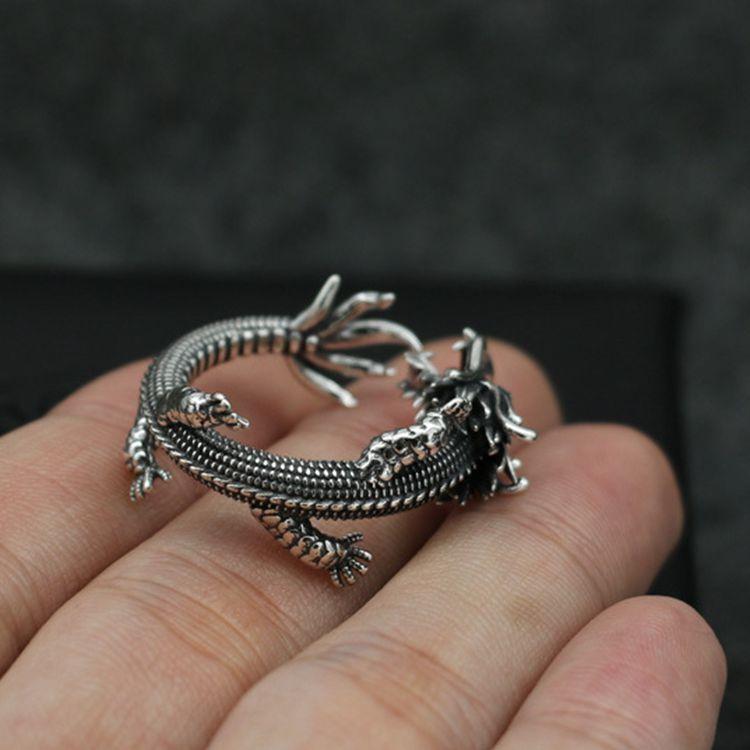 Men Hip Pop Chinese Dragon Shape Open Ring
