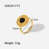 Retro Stainless Steel Gemstone Ring with Gold Band Jewelry From The Vintage Era