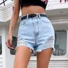 Women's Fashion Casual High Waist Torns Solid Color Jeans Shorts
