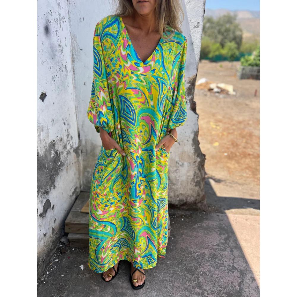 

Женские платья Весна и лето Новое платье с принтом леопардовый принт Платье Женские повседневные свободные платья с V-образным вырезом L жёлтый