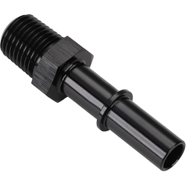 1/4 NPT Male to 3/8" SAE Quick Disconnect Male Push On EFI Fuel Fitting Adapter Straight Aluminum Black