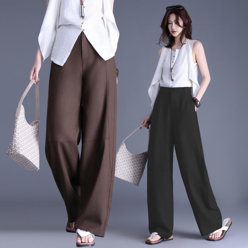 Neuer Eingang Schlankmachende High-Waist Hosen mit Fall - Vielseitiges Schlankes & Weiter Bein Design für Freizeitkleidung