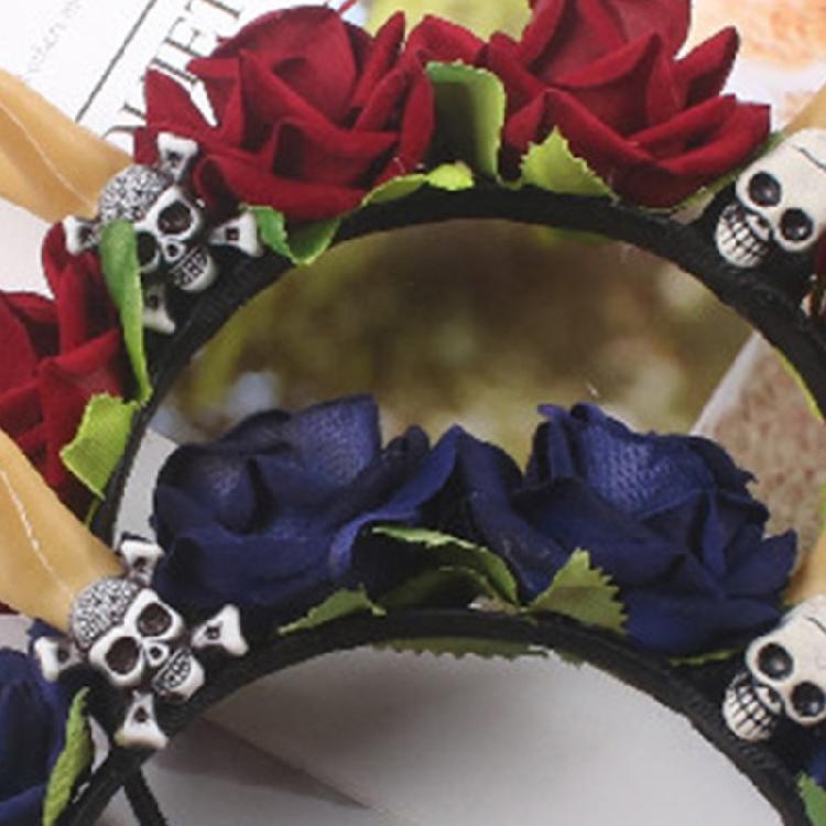 Gothic Flower Skull Headdress Deer Horn Headband Halloween Party Accessories