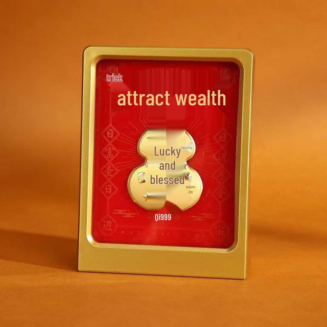 

999 Pure Gold Wealth Tree and Photo Frame Ornament Set - Chinese Style Business Gift