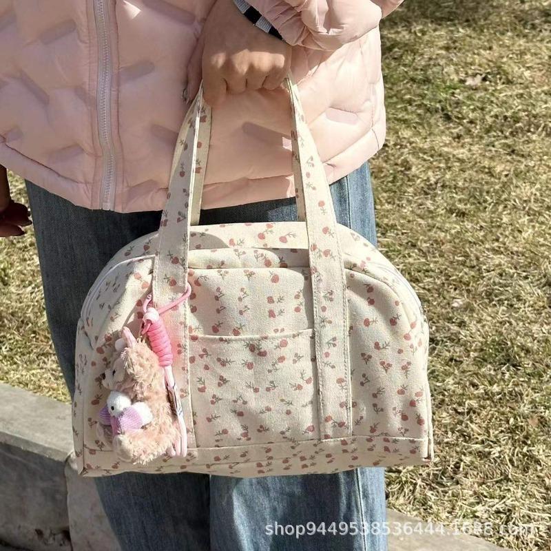 Original Large-capacity Floral Canvas Tote Bag New Mori Flower Commuter Shoulder Bag Niche Handbag