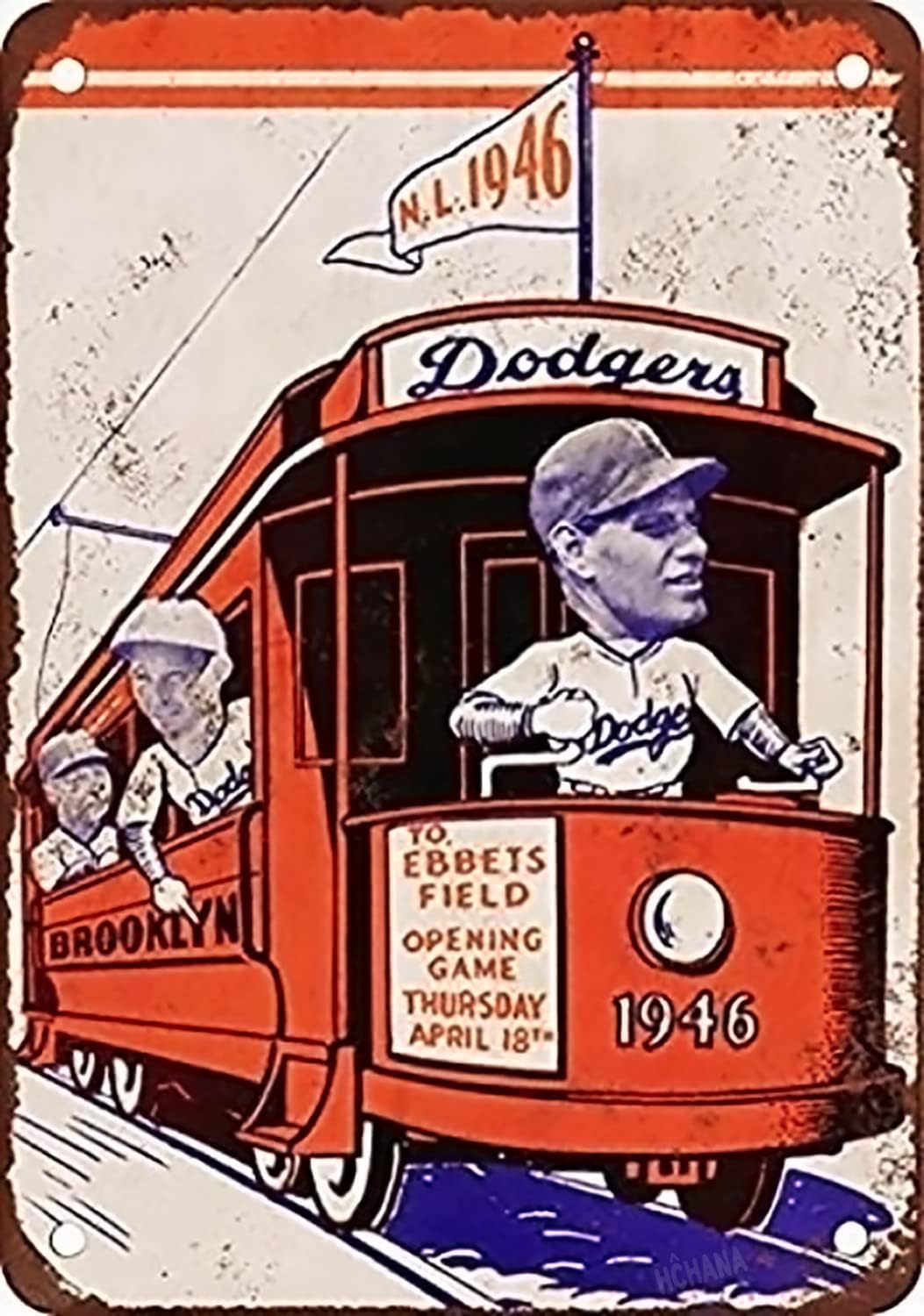 Brooklyn Dodgers Vintage Look Reproduction Metal Tin Sign X Inches 20x30cm（7.8x11.8inch）