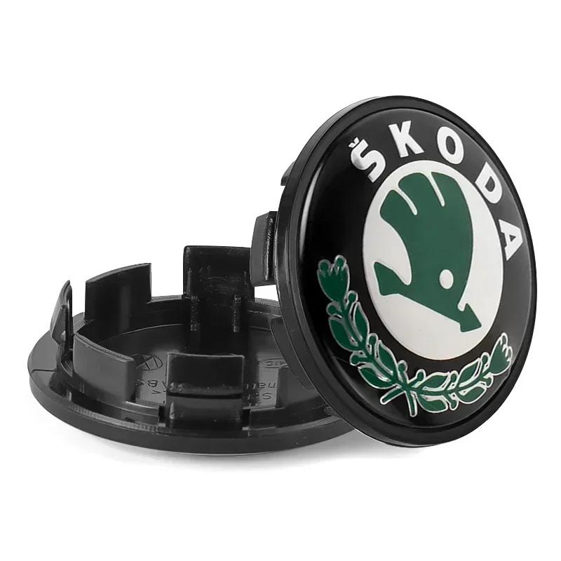 AAAAO1 4Pcs Car Styling Auto Wheel Hub Center Caps Rim Cover Badge Emblem For Skoda Octavia MK2 MK3 A7 Karoq Kodiaq Superb Rapid Fabia