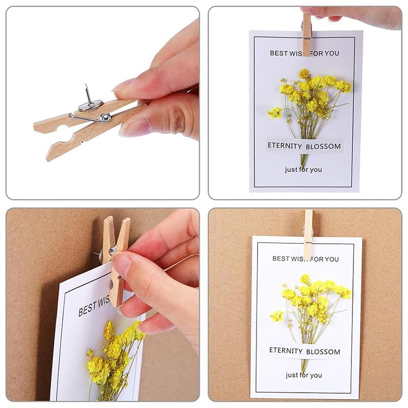 Xiaomi 50Pcs/20PCS Wooden Clips Push Pins Tacks Decorative Photo Clips Supplies Office School Stationery Binder