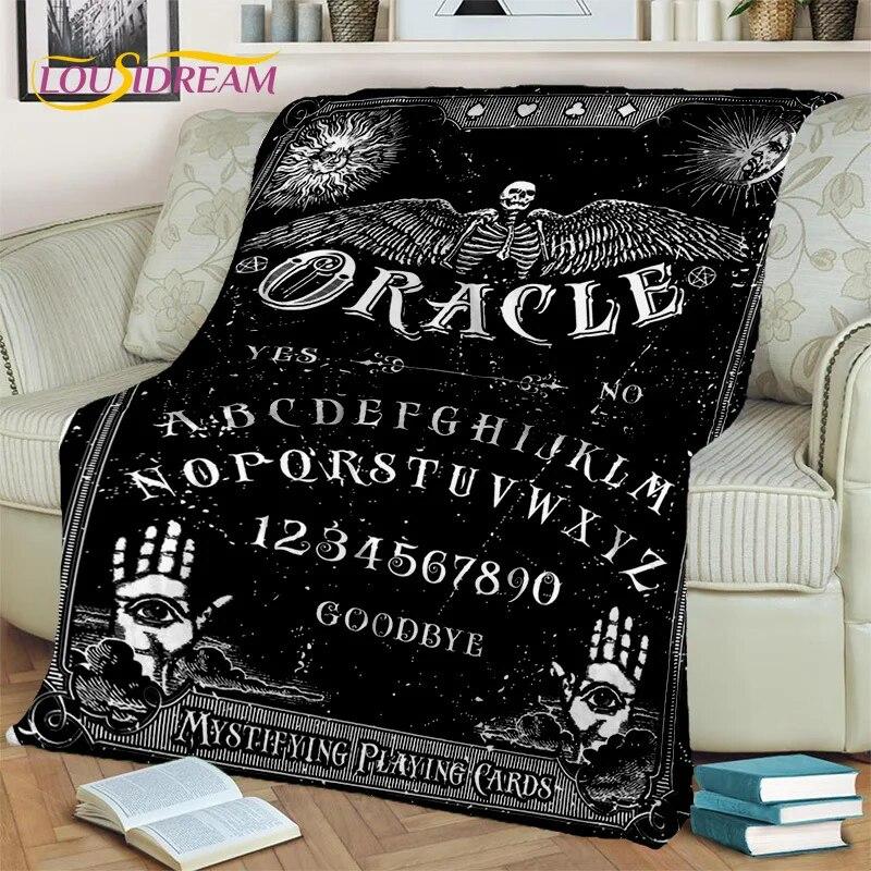 Gothic Ouija Tarot Čarodějnictví Horor Lebka Deka, Flanelová deka pro Halloween Ložnice Pohovka Pohovka Piknik Turistický obal Dárek
