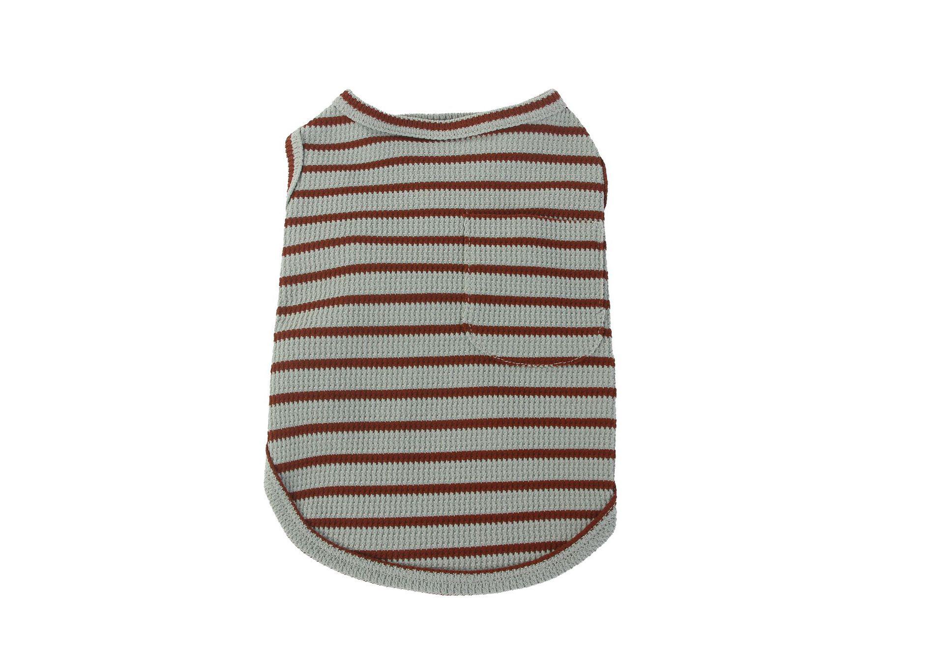 Teddy Dog Clothes - High Elastic Waffle Stripe Vest with Pocket