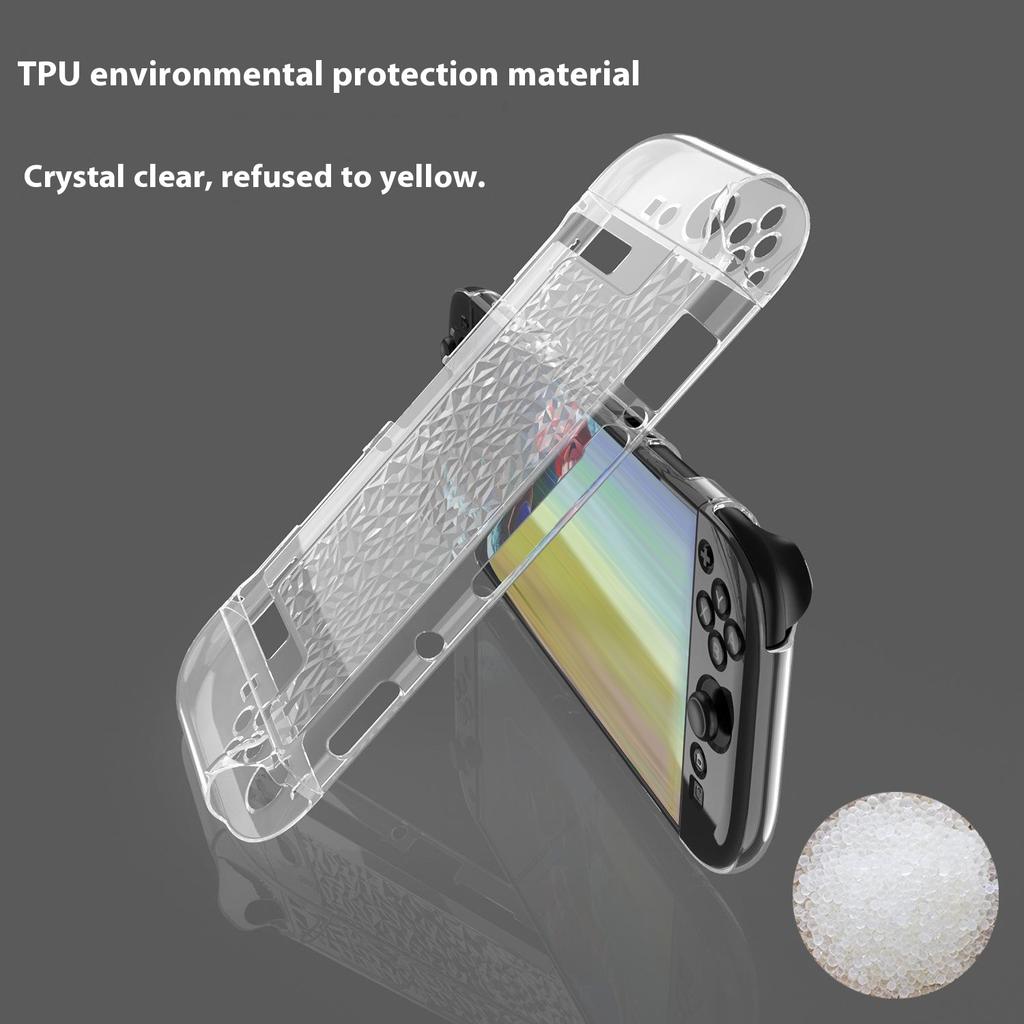SW2D05 For Nintendo Switch 2 Game Console Case Diamond Texture Transparent TPU + PC Split Protective Cover