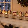 Holiday Countdown Calendar with Drawers Light-Up Wooden Christmas Village Advent Calendar, 24 Illuminated Snowy Cabin Display LED Lighted Scene