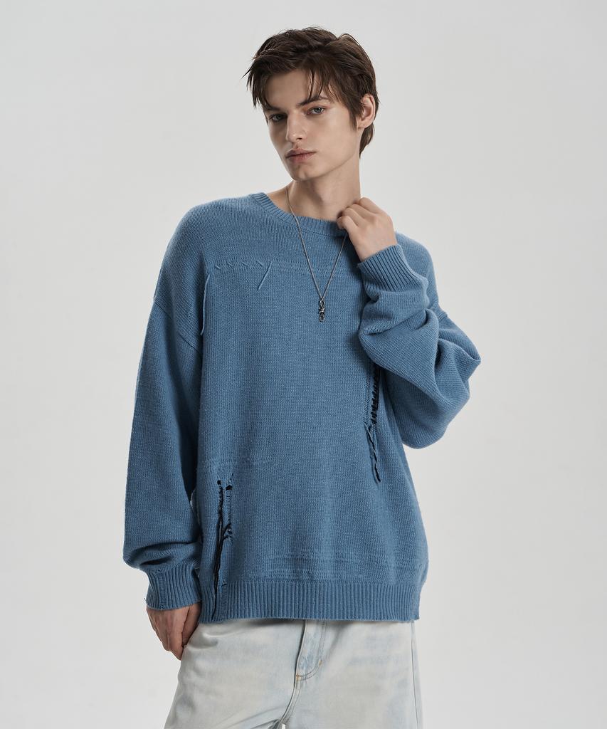 Jenyujeu Damaged Knit - Blue
