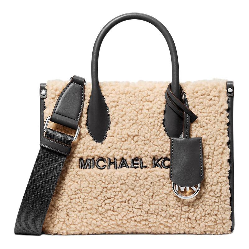 MICHAEL KORS Mirella Logo Classic Polyester Handbag Small Women s Beige and Black чёрный