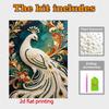 Pearl Painting 5D DIY White Peacock Gemstone Art Diamond Painting Kit for Adults/Beginners Gift Ideas Home Decor Wall Hanging Ornament