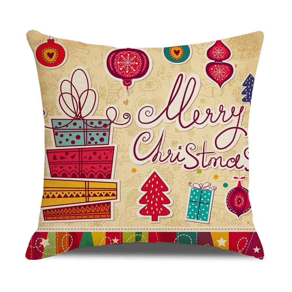 Home Christmas Decorative Pillowcase Bedroom Living Room Sofa Cushion Cover Santa Claus Elk Dwarf Printed