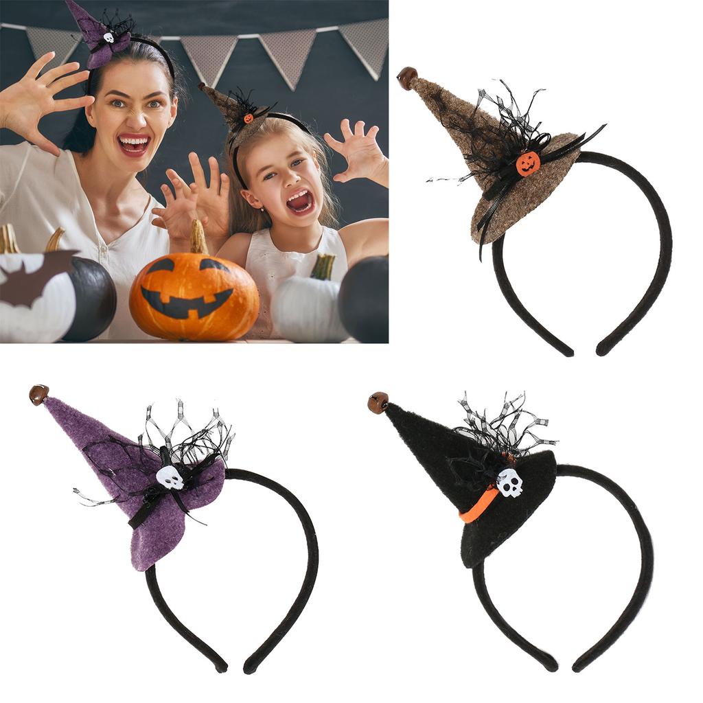 Halloween Witch Hat Hair Hoops Festive Headwear Cosplay Headpieces Party Costume Headband For Kids And Ladies