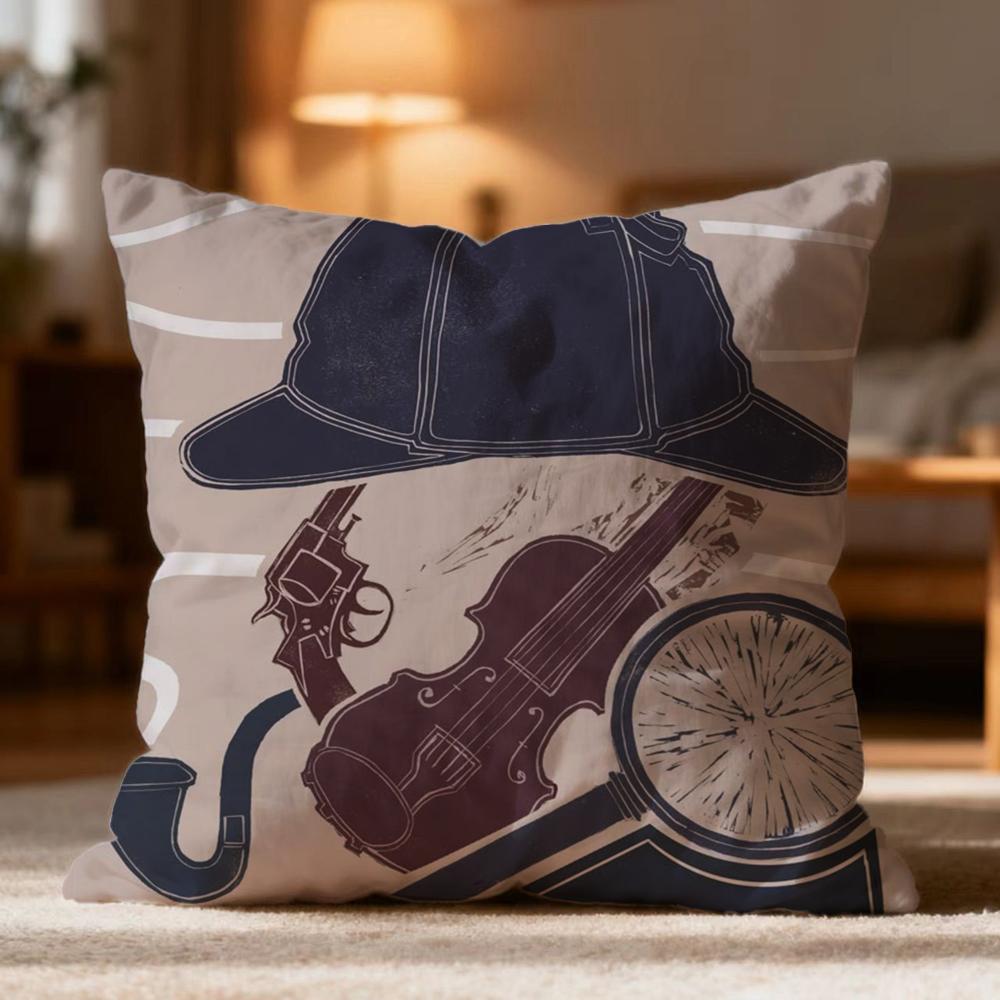 Hot S-SSherlock Holmes Cushion Cover Soft Washable Pillow Case Multi-Scene for Couch Bed Travel Office Use