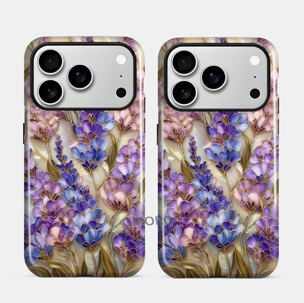 Light luxury premium gilt lavender oil painting mobile phone case iPhone13pm magnetic film case Apple 17promax