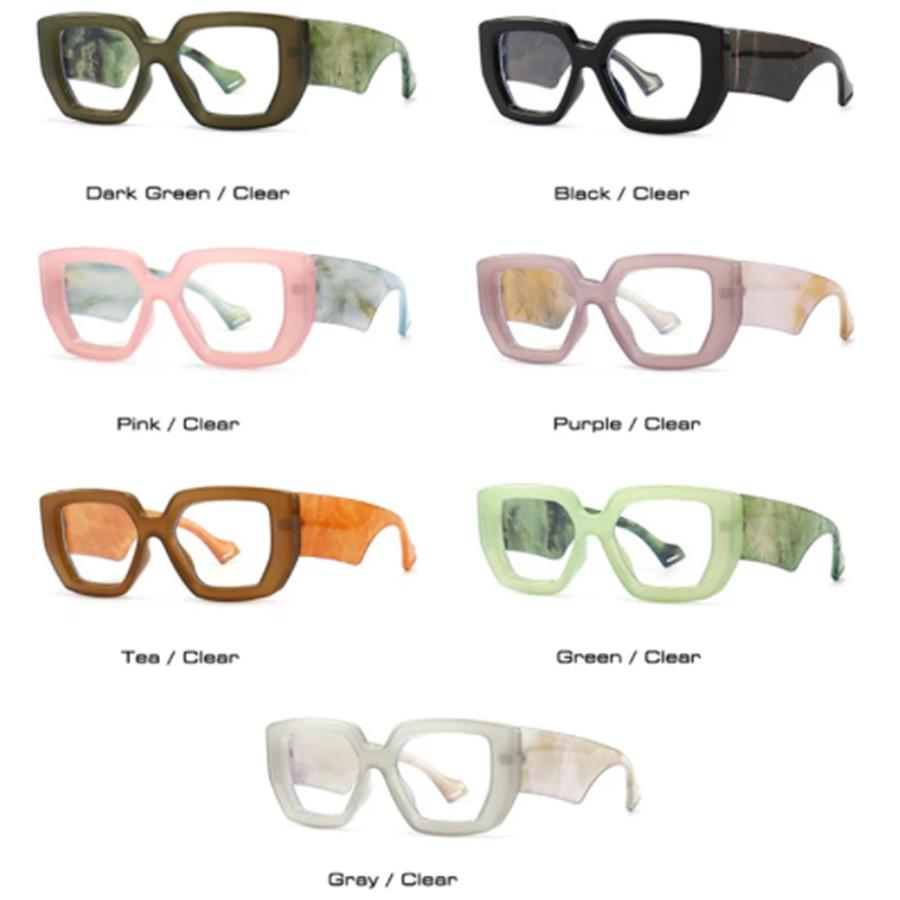 New Fashion Colorful Square Women Glasses Frame Clear Anti Blue Light Spring Hinge Wide Legs Eyewear Men Optical Polygon Frame