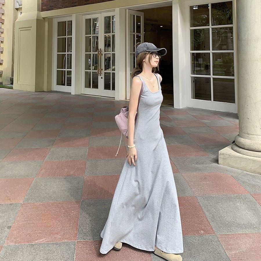 

Ankle-Length A-Line Square Neck Slimming Summer Vest Dress for Women XL