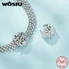 WOSTU 925 Sterling Silver Heart Clip Charms Hand of Fatima Bead Lotus Flower Pedant Fit Reflection Mesh Bracelet DIY Jewelry New