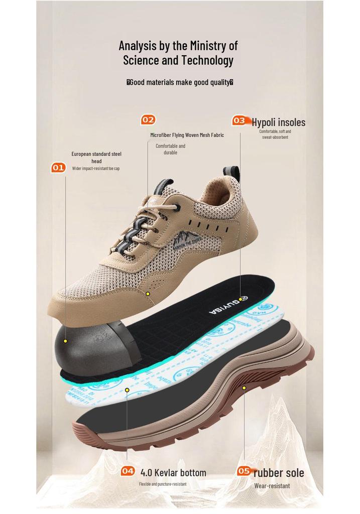 Men's Anti-Smash, Anti-Puncture Work Safety Shoes for Construction and Mines