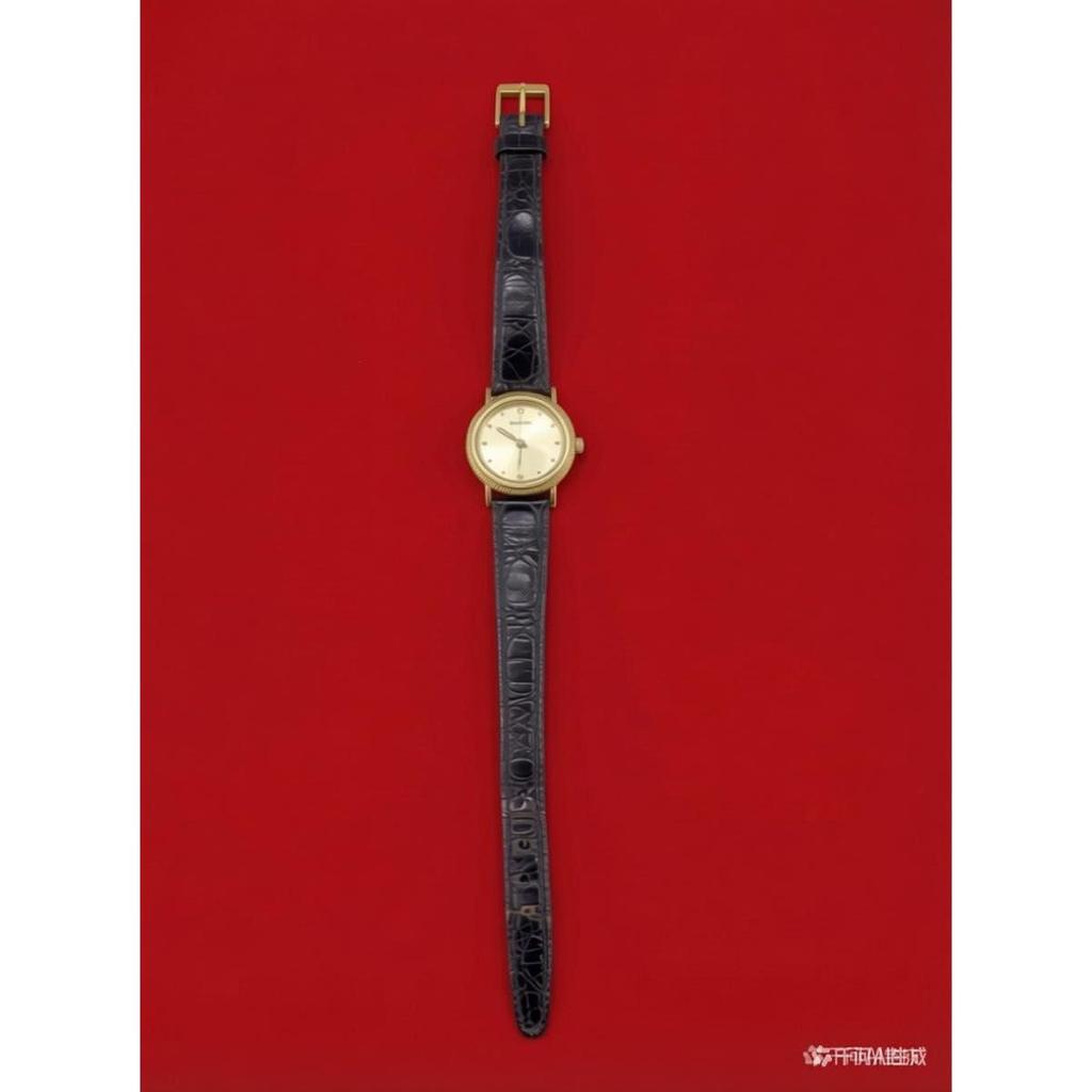 Used Today only RADO Rado Vintage Ladies Watch Gold Dial Black Leather Strap Working Item (Battery Replaced) Video is AI