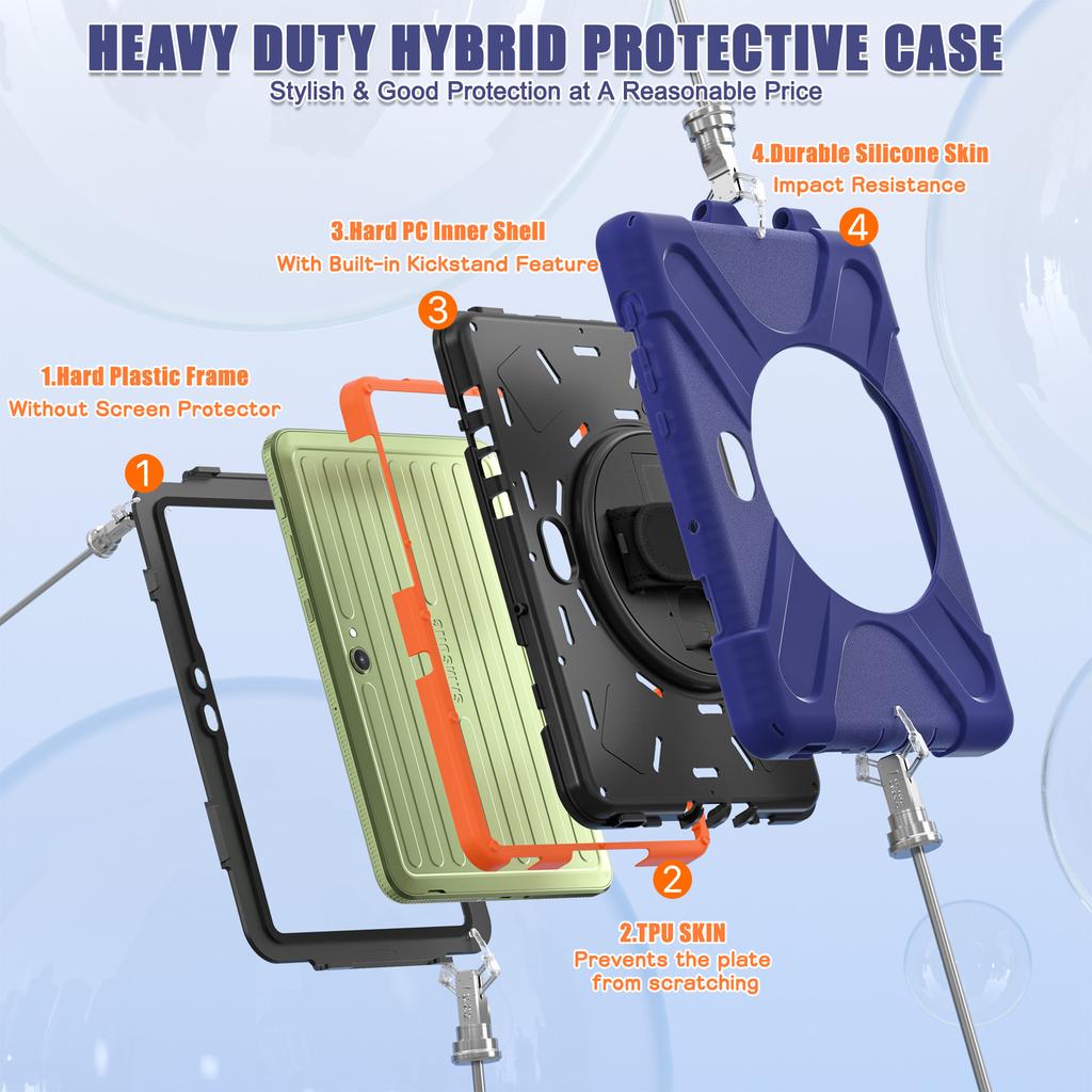 For Samsung Galaxy Tab Active5 Pro X350/X356B/Active Pro T540/T545/T547/Active4 Pro T630/T636 Case Kickstand PC+Silicone Tablet Cover