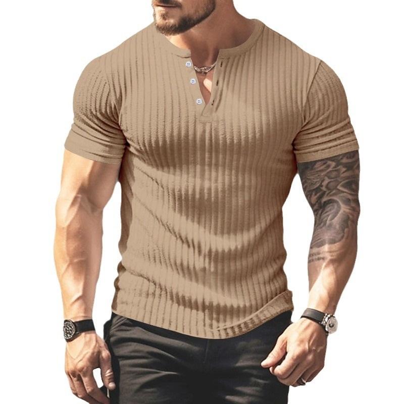 Europe And The United States Solid Color Men's Summer Versatile Short-sleeved Casual Knitted T-shirt
