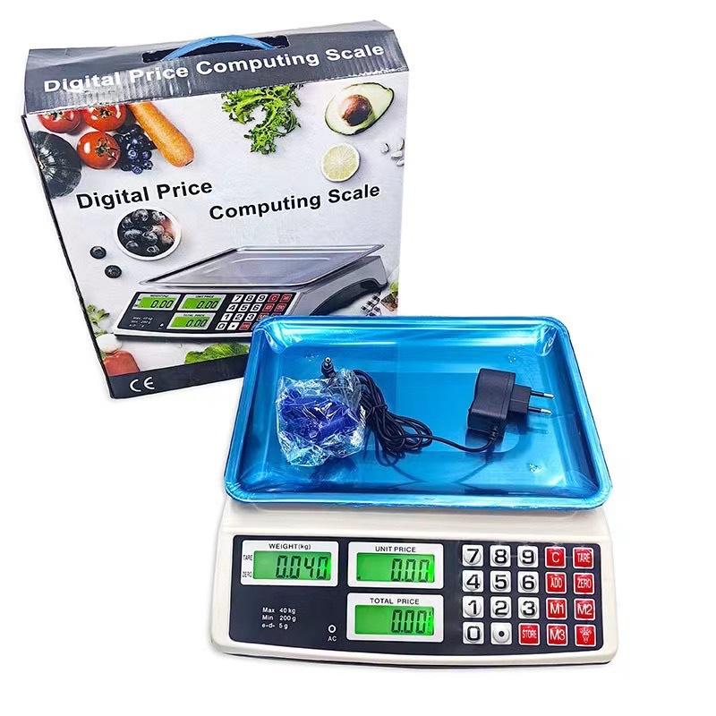 Electronic Price Computing Scale 40kg/1g Counting Weight Scale LCD Digital Display Kitchen Scale for Farmers Market Meat Shop