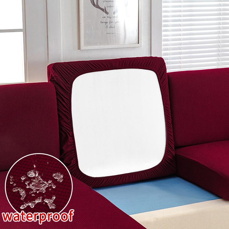 Waterproof Thicken Fabric Seat Cushion Cover Elastic Jacquard Sofa Cover For Living Room Corner L-Shape Furniture Sofa Slipcover