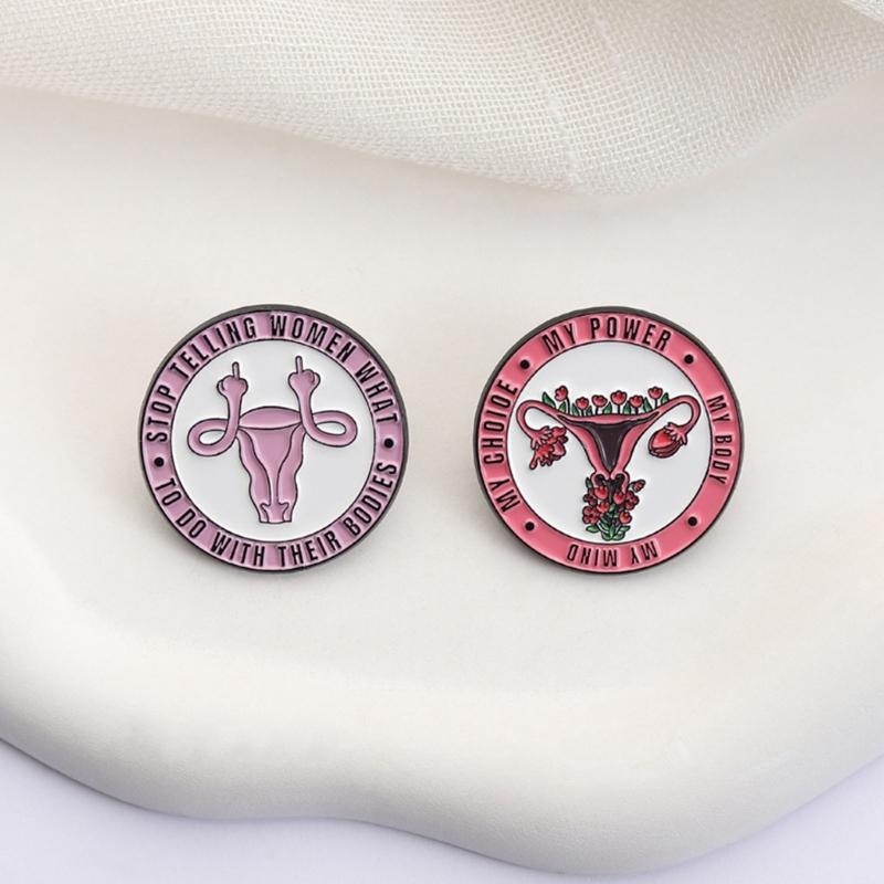 Contemporary Female Reproductive Art Brooch Shining Alloy Pin Trendy Uterus Badge Accessory For Special Occasions