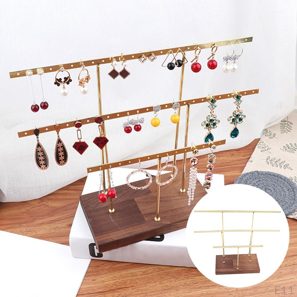 Earrings Holder Organizer Decorative Display with Detachable Wooden Base for Ear Bracelet